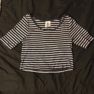 Blue and white stripped crop top!! Worn Once!!
